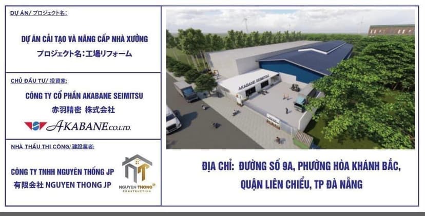 DỰ ÁN CẢI TẠO NHÀ XƯỞNG – AKABANE VIỆT NAM